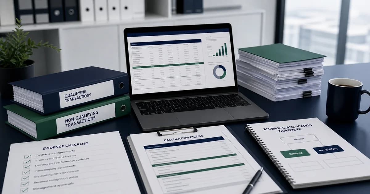 Qualifying and non-qualifying revenue evidence separated for Free Zone tax review.