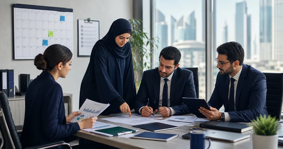 A UAE finance team reviewing the month-end close calendar, reconciliations and management reporting pack.