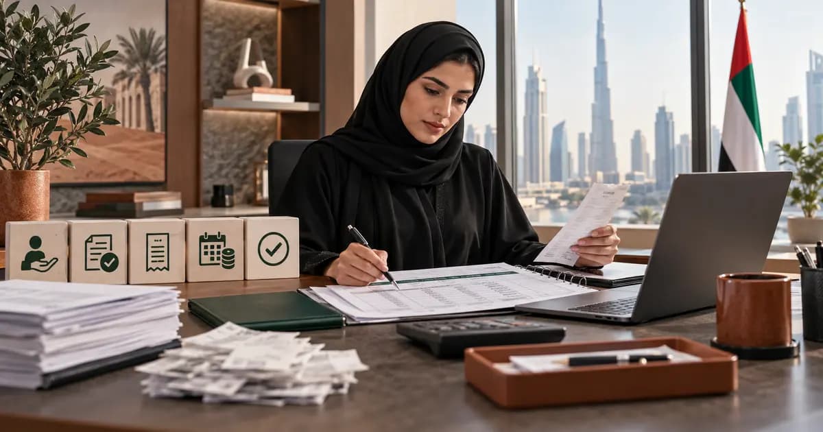 UAE finance manager reviewing employee advance approvals, receipts, recovery dates and cleared staff balances
