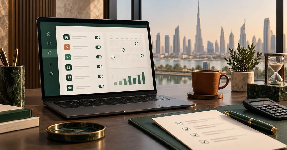UAE finance control workspace showing recurring bank-payment schedules, mandate status, approval checklist and reconciliation dashboard