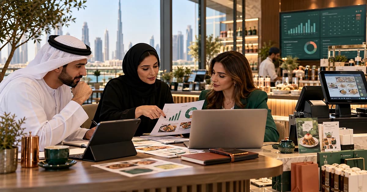UAE retail and F&B team reviewing promotional discounts, coupons and supplier co-funding against point-of-sale results.