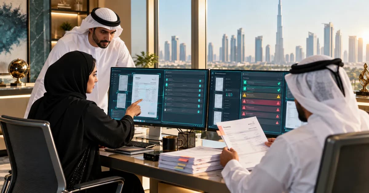 Accounts-payable team supervising AI-assisted invoice capture and approval exceptions