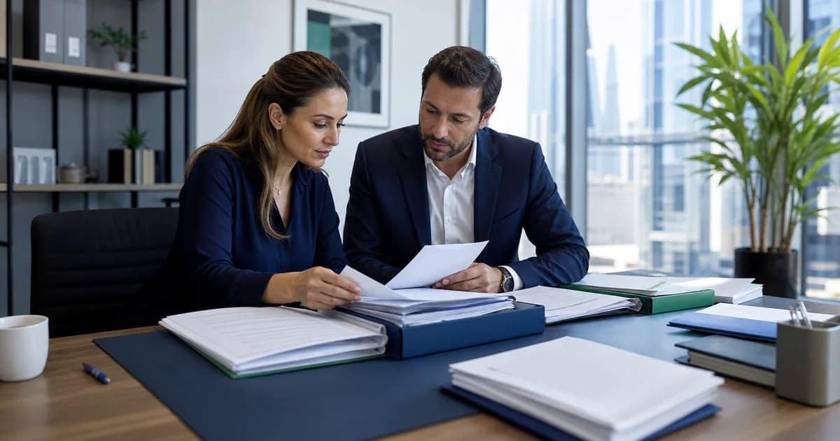 A founder organising ownership, business-model, contract and source-of-funds evidence for bank review.