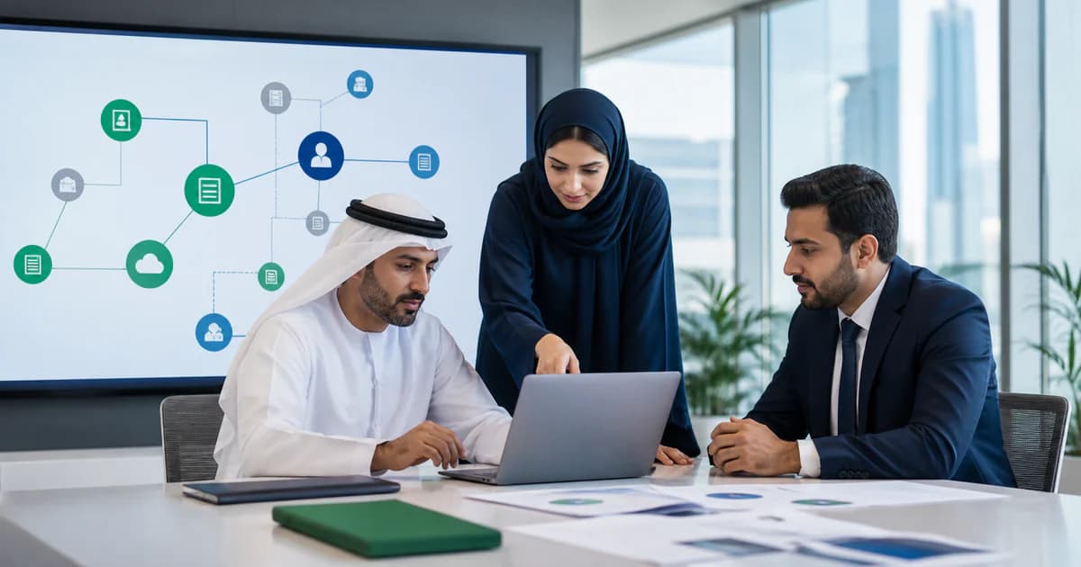 A UAE finance and systems team mapping invoice data through an eInvoicing service-provider network.
