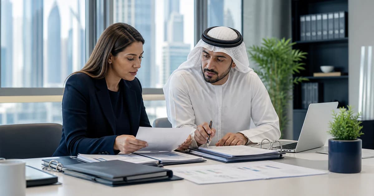 A business owner and adviser reviewing cessation records and VAT deregistration evidence.