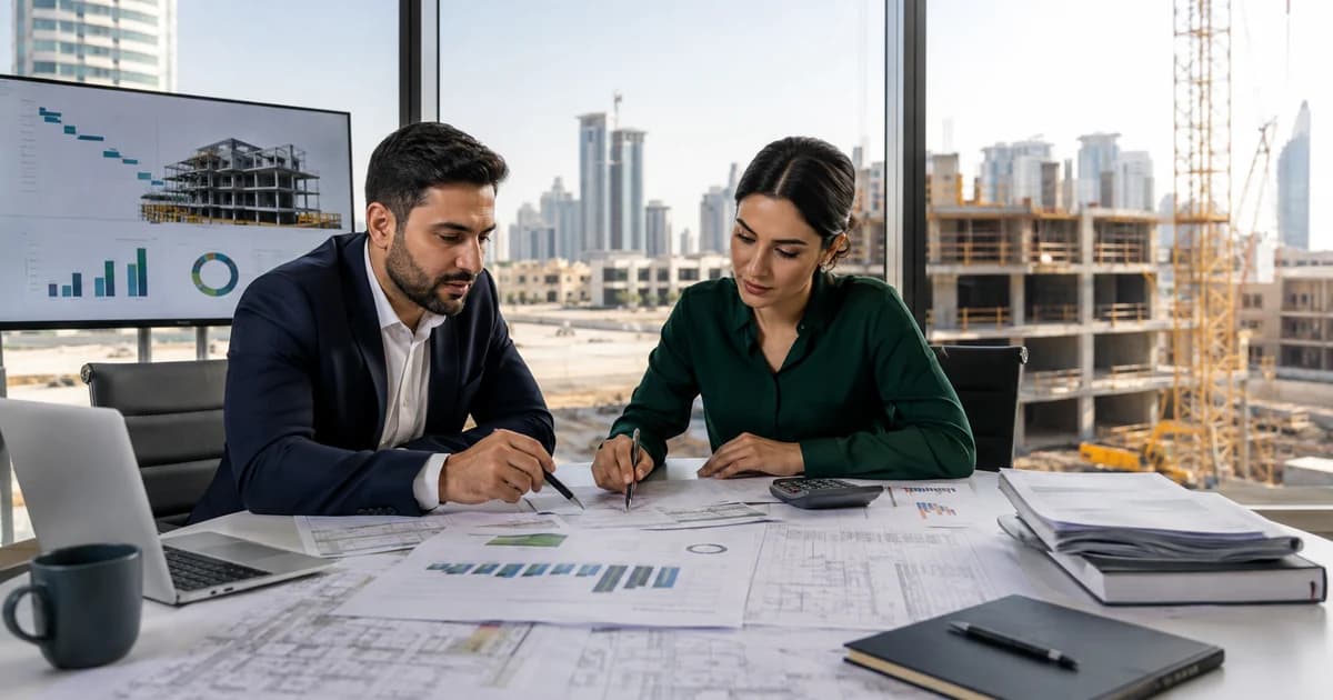 A project manager and management accountant allocating labour, materials and subcontractor costs by job.