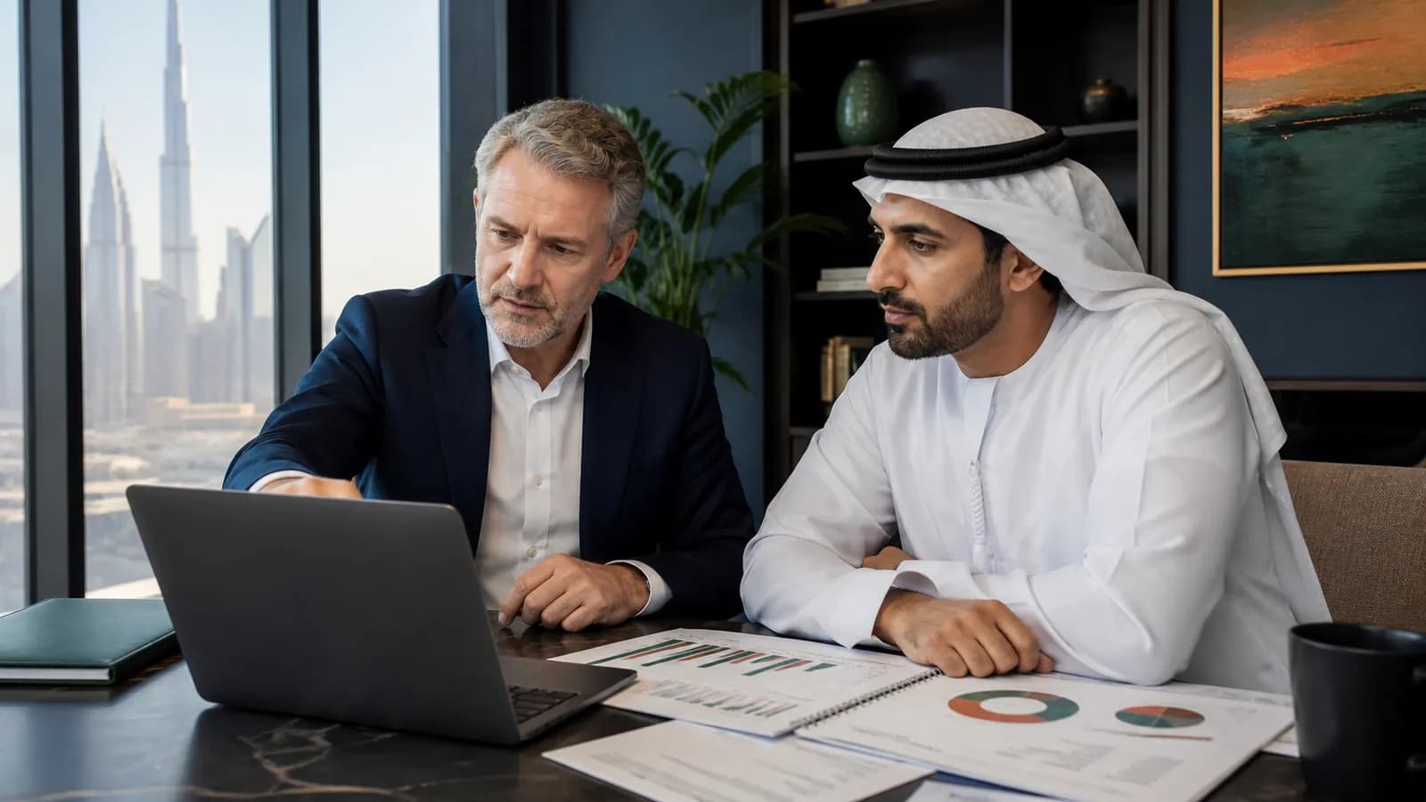 A management team reviewing a rolling 13-week cash-flow forecast.